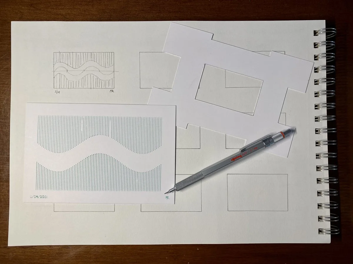 Plotter drawing of a Sine Wave Pattern
