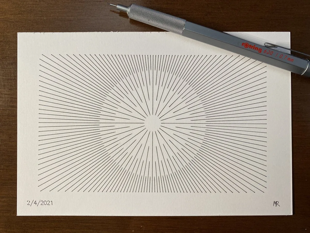 Plotter drawing of a Radial Sunburst Pattern