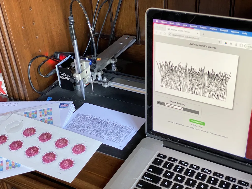 Plotter setup to plot an image of grass blades