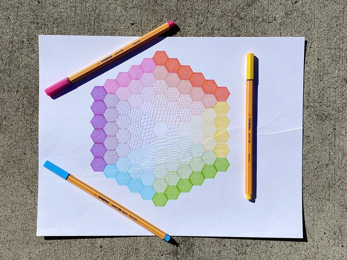 CMYK Plotter drawing of a Color Wheel